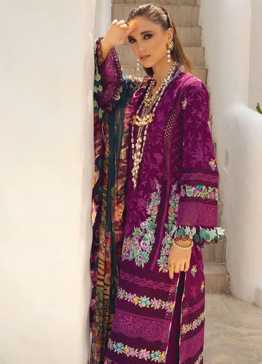 Neroli By Annus Abrar Embroidered Lawn Suit Unstitched 3 Piece ABR24NL AA-NLL24-07 - Luxury Summer Collection