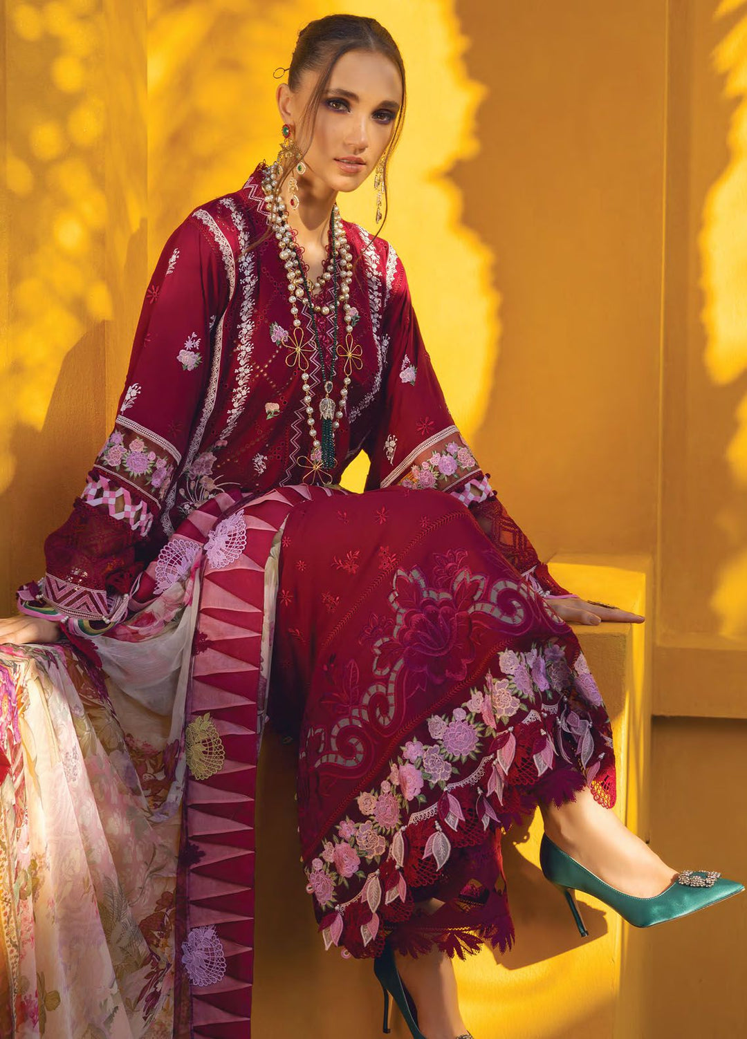 Neroli By Annus Abrar Embroidered Lawn Suit Unstitched 3 Piece ABR24NL AA-NLL24-08 - Luxury Summer Collection