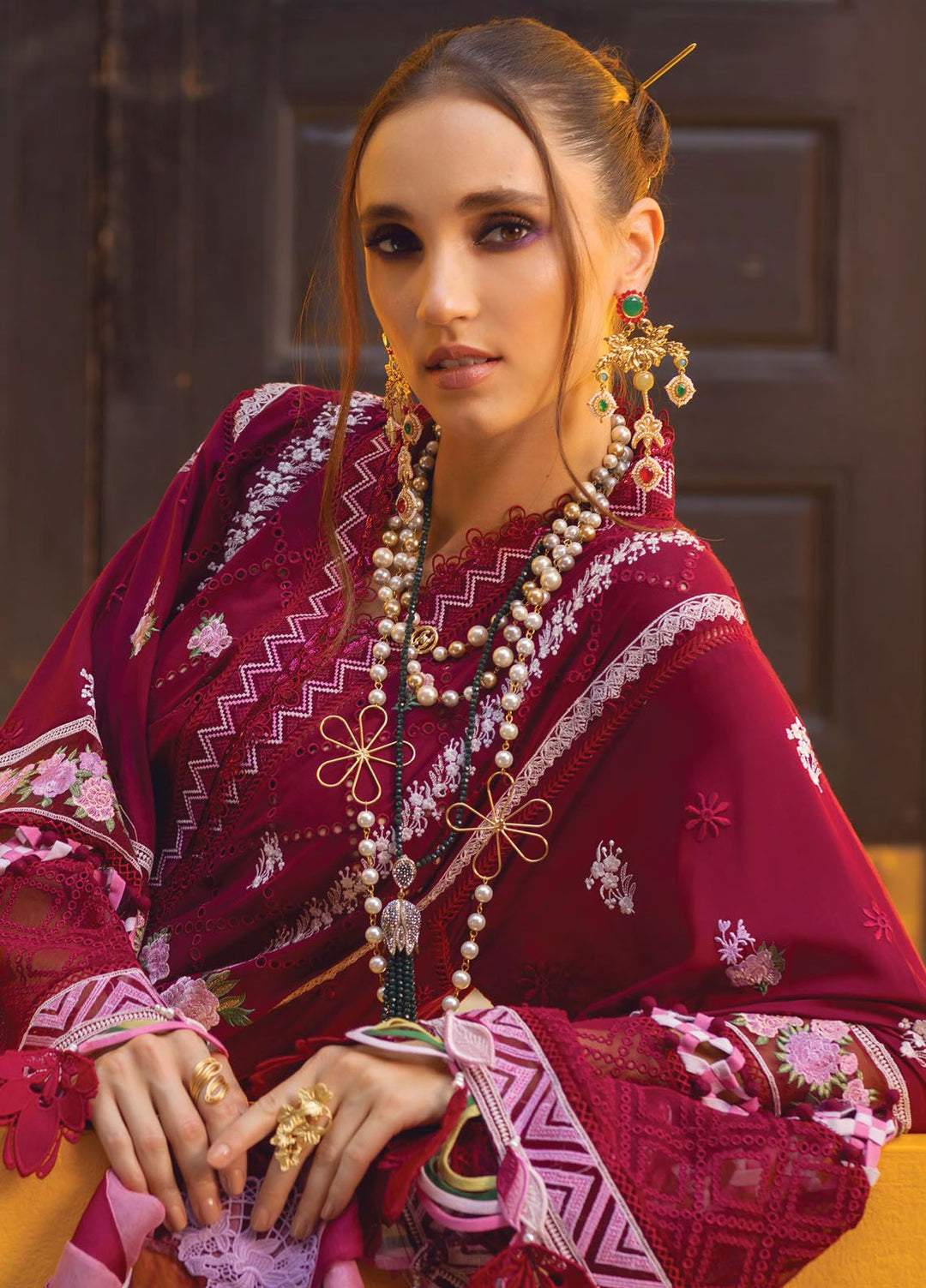Neroli By Annus Abrar Embroidered Lawn Suit Unstitched 3 Piece ABR24NL AA-NLL24-08 - Luxury Summer Collection