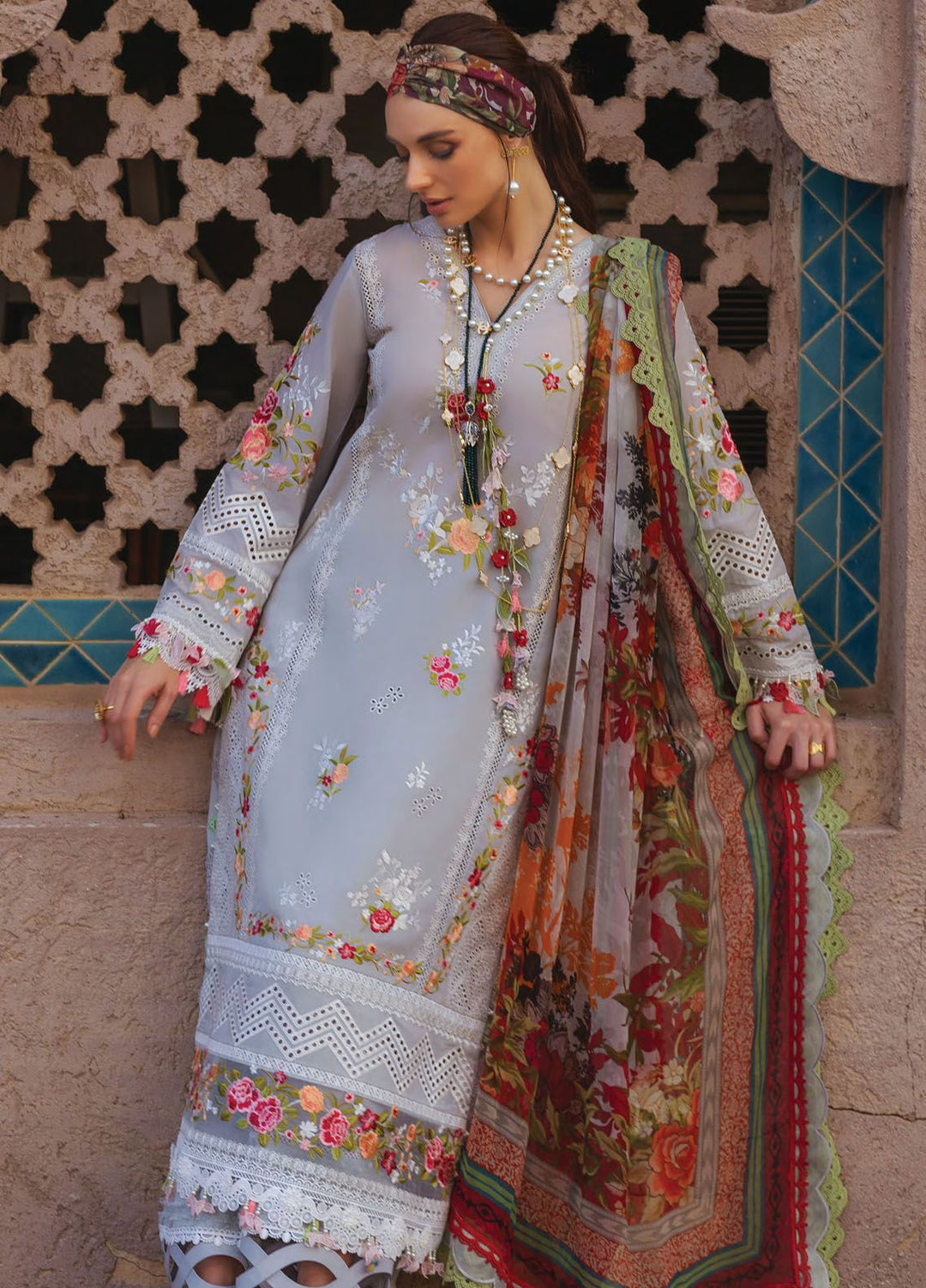 Neroli By Annus Abrar Embroidered Lawn Suit Unstitched 3 Piece ABR24NL AA-NLL24-09 - Luxury Summer Collection