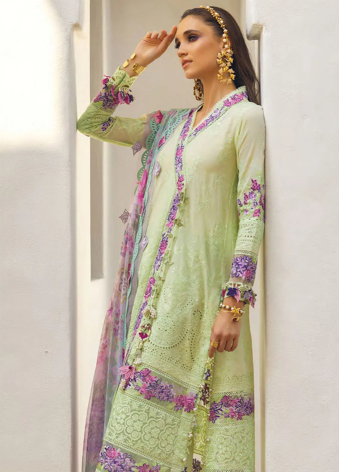 Neroli By Annus Abrar Embroidered Lawn Unstitched Suit 3 Piece ABR24NL AA-NLL24-03 - Luxury Summer Collection