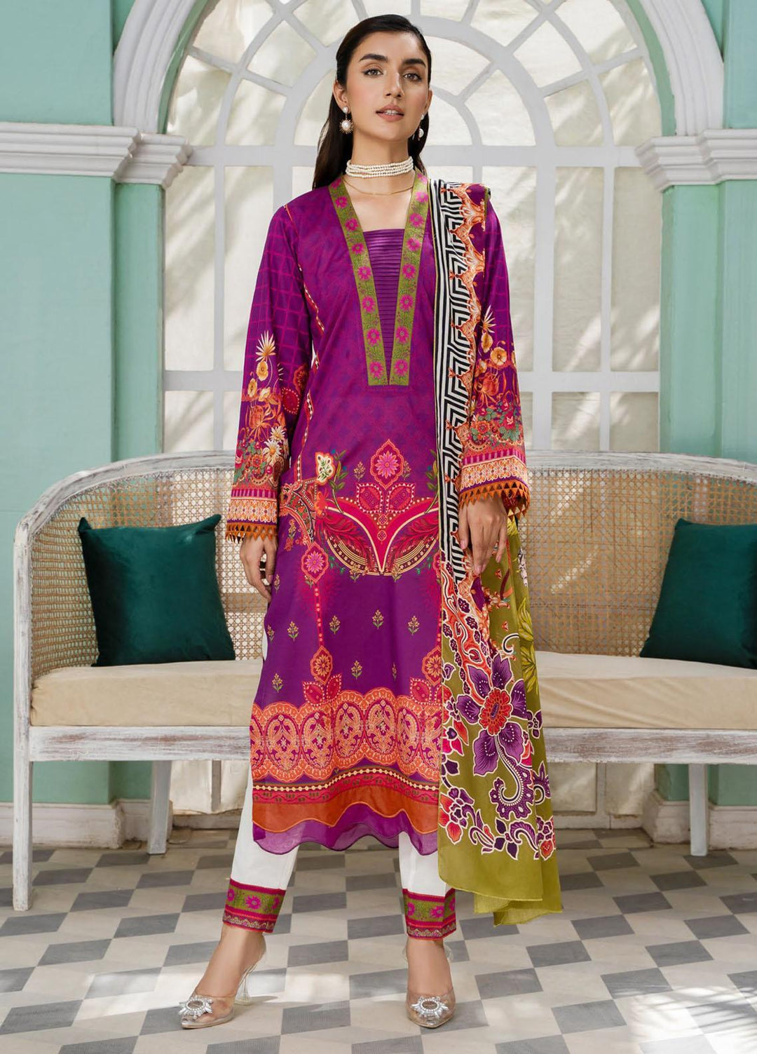 Nigar By RajBari Printed Lawn Suits Unstitched 3 Piece RB23N 1A - Summer Collection