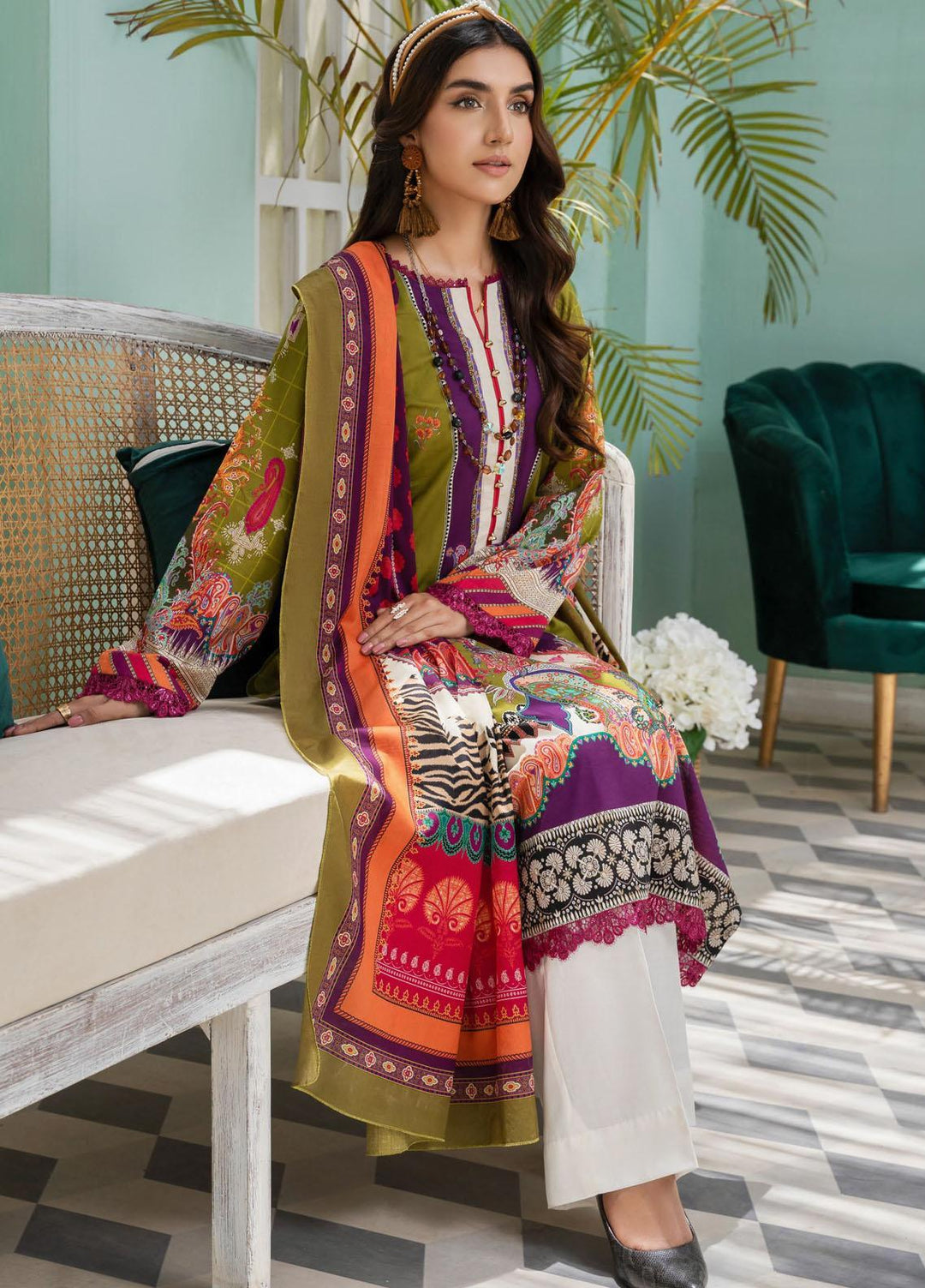 Nigar By RajBari Printed Lawn Suits Unstitched 3 Piece RB23N 5A - Summer Collection