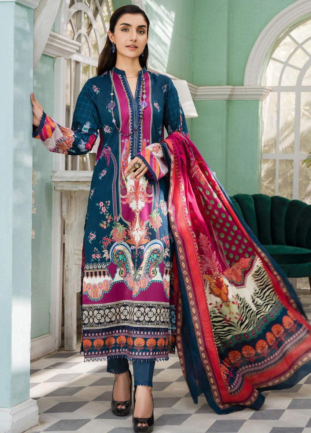 Nigar By RajBari Printed Lawn Suits Unstitched 3 Piece RB23N 5B - Summer Collection