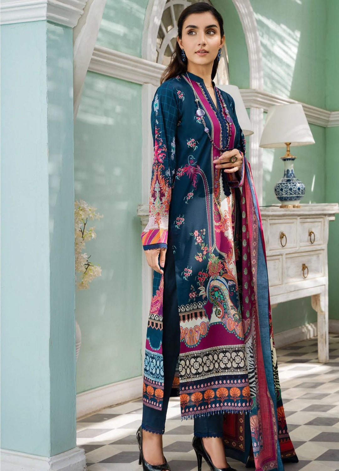 Nigar By RajBari Printed Lawn Suits Unstitched 3 Piece RB23N 5B - Summer Collection
