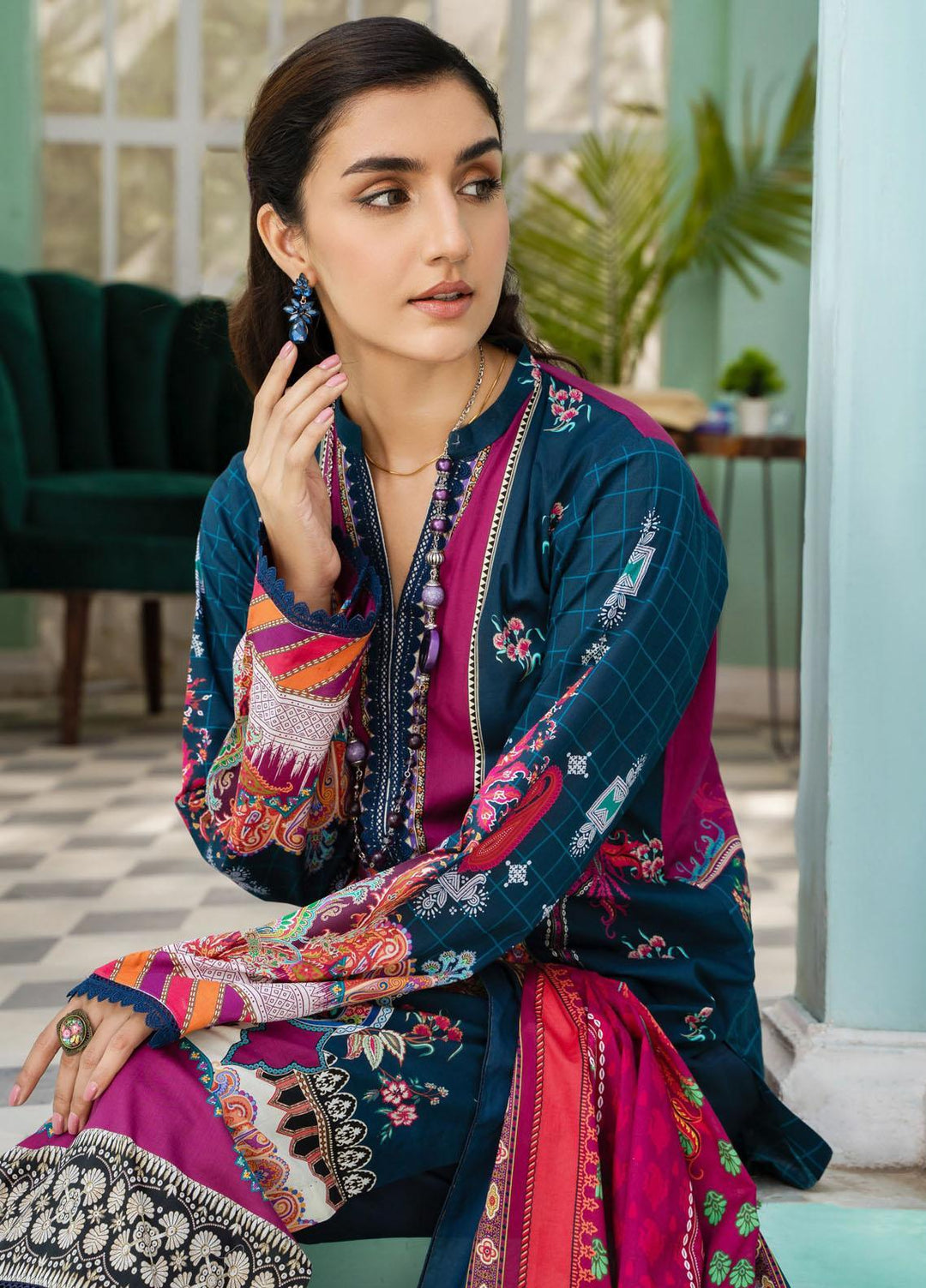 Nigar By RajBari Printed Lawn Suits Unstitched 3 Piece RB23N 5B - Summer Collection