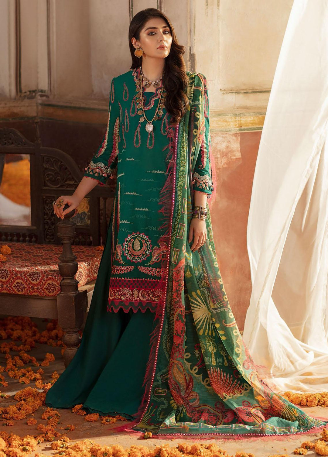 Nighat By Republic WomensWear Embroidered Lawn Suits Unstitched 3 Piece RW21N 01 - Spring / Summer Collection