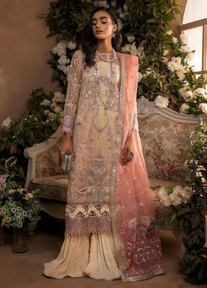 Nikhaar by Awwal Embroidered Organza Suits Unstitched 4 Piece AW22N D-01 Amber - Formal Collection