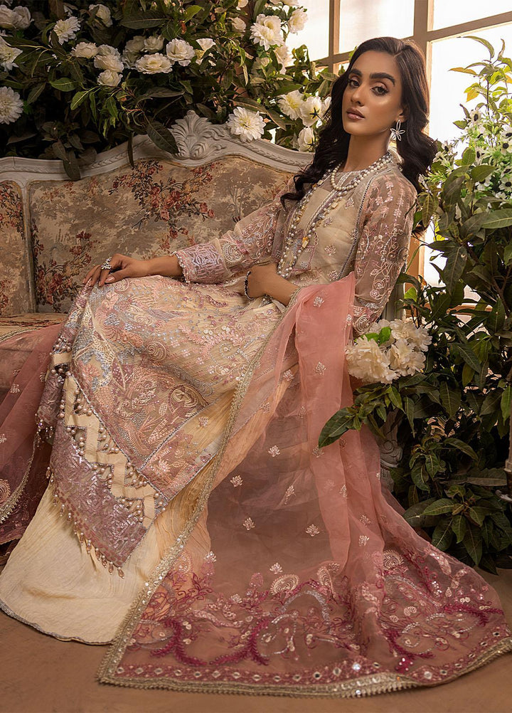 Nikhaar by Awwal Embroidered Organza Suits Unstitched 4 Piece AW22N D-01 Amber - Formal Collection