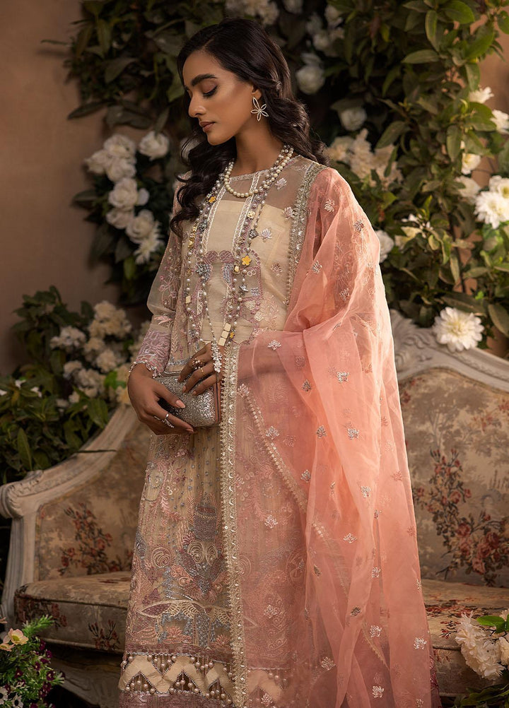 Nikhaar by Awwal Embroidered Organza Suits Unstitched 4 Piece AW22N D-01 Amber - Formal Collection