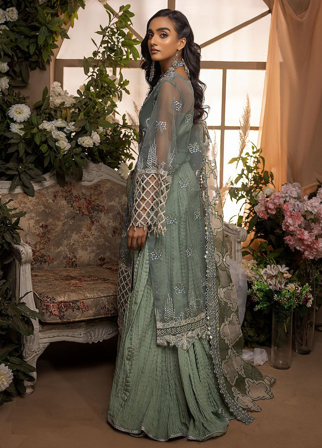 Nikhaar by Awwal Embroidered Organza Suits Unstitched 4 Piece AW22N D-02 Jade - Formal Collection