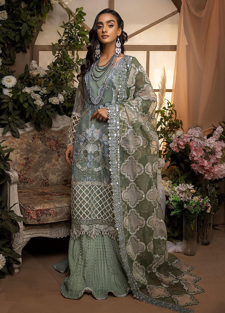 Nikhaar by Awwal Embroidered Organza Suits Unstitched 4 Piece AW22N D-02 Jade - Formal Collection