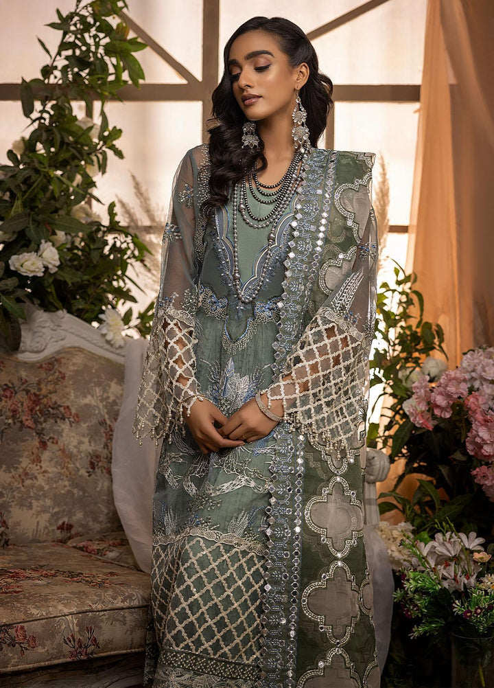 Nikhaar by Awwal Embroidered Organza Suits Unstitched 4 Piece AW22N D-02 Jade - Formal Collection