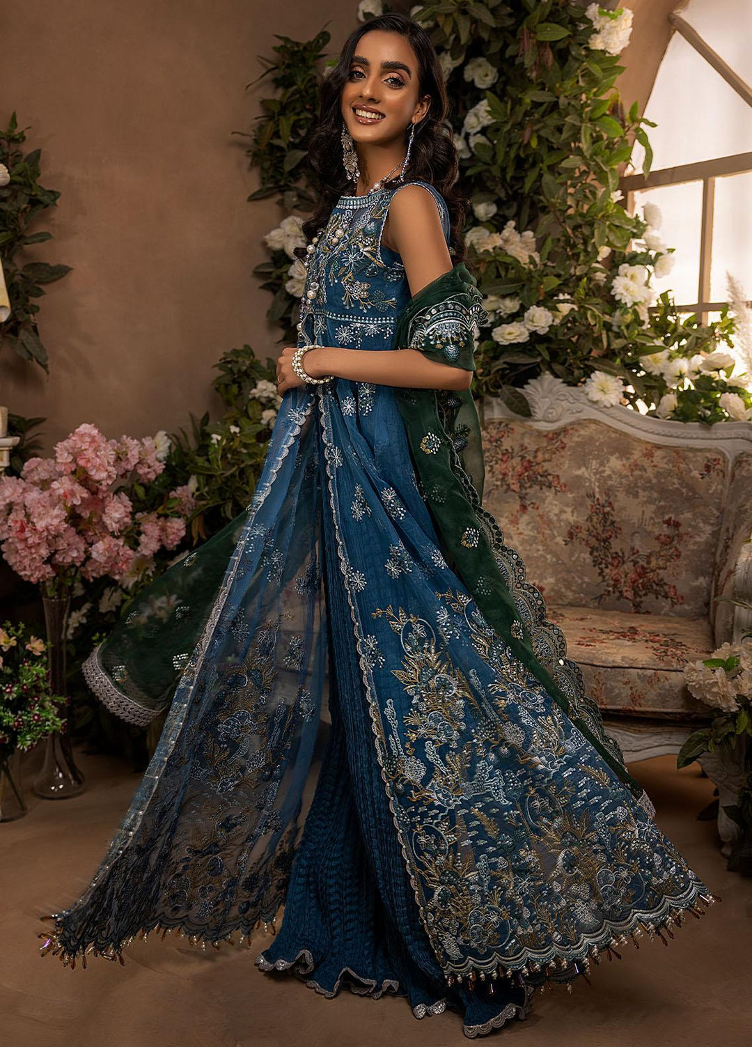 Nikhaar by Awwal Embroidered Organza Suits Unstitched 4 Piece AW22N D-03 Ruby - Formal Collection