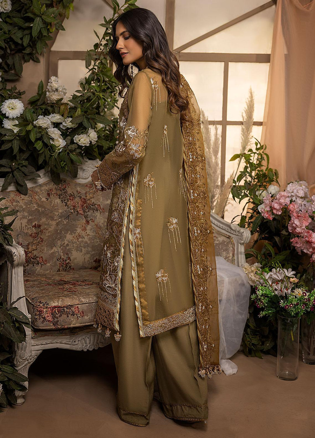 Nikhaar by Awwal Embroidered Organza Suits Unstitched 4 Piece AW22N D-05 Zircon - Formal Collection