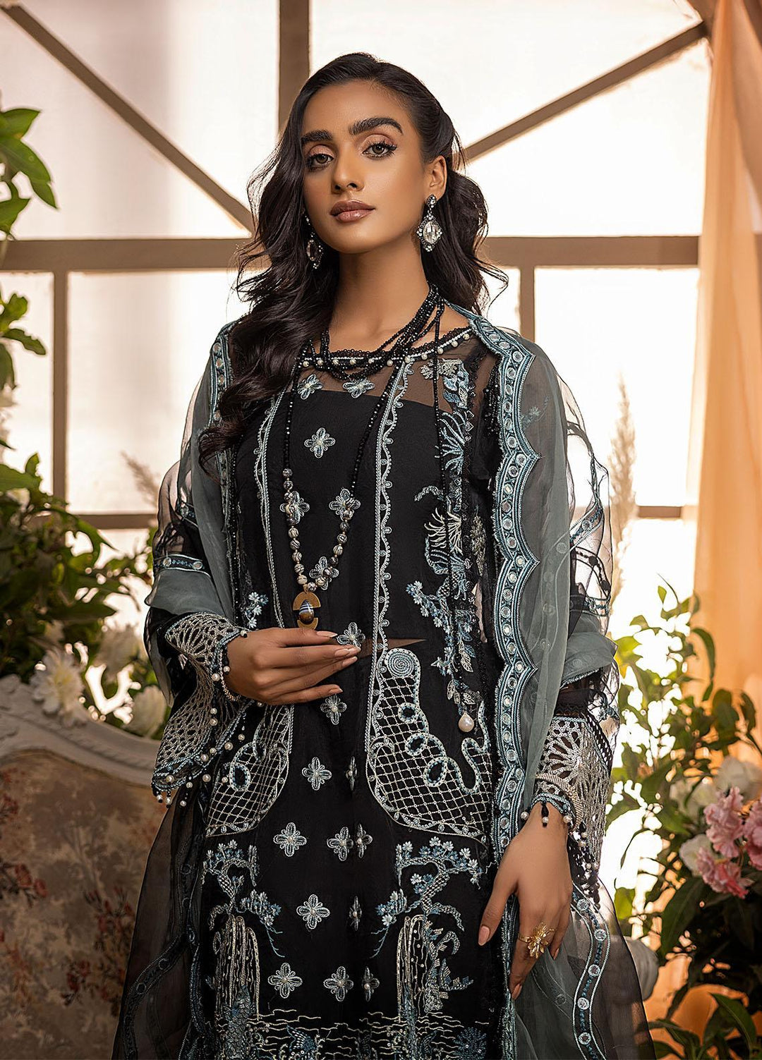 Nikhaar by Awwal Embroidered Organza Suits Unstitched 4 Piece AW22N D-07 Opal - Formal Collection