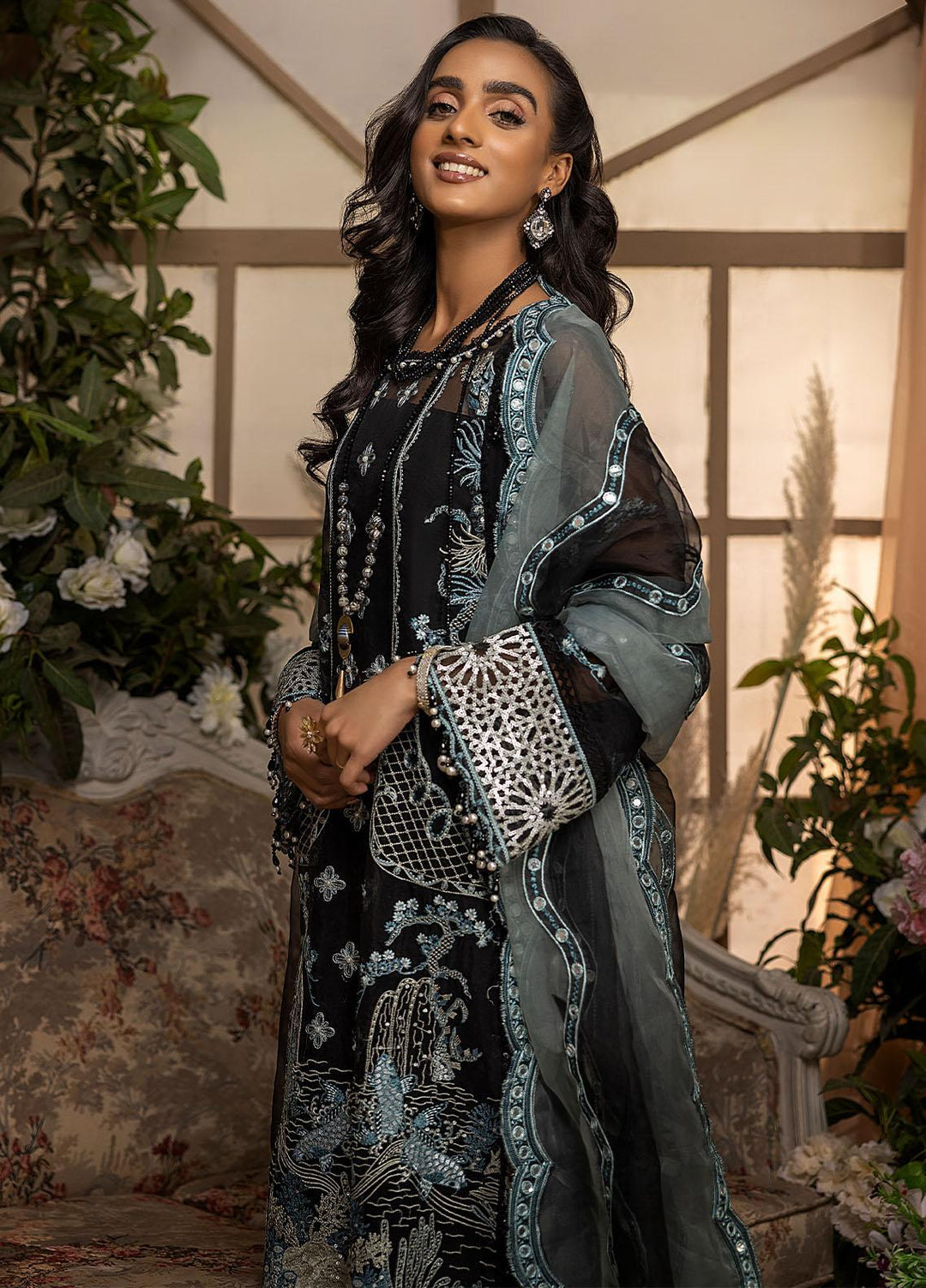 Nikhaar by Awwal Embroidered Organza Suits Unstitched 4 Piece AW22N D-07 Opal - Formal Collection
