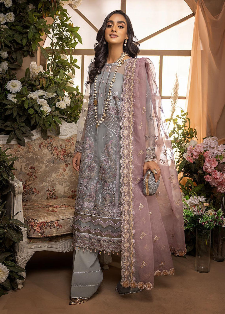 Nikhaar by Awwal Embroidered Organza Suits Unstitched 4 Piece AW22N D-08 Moonstone - Formal Collection