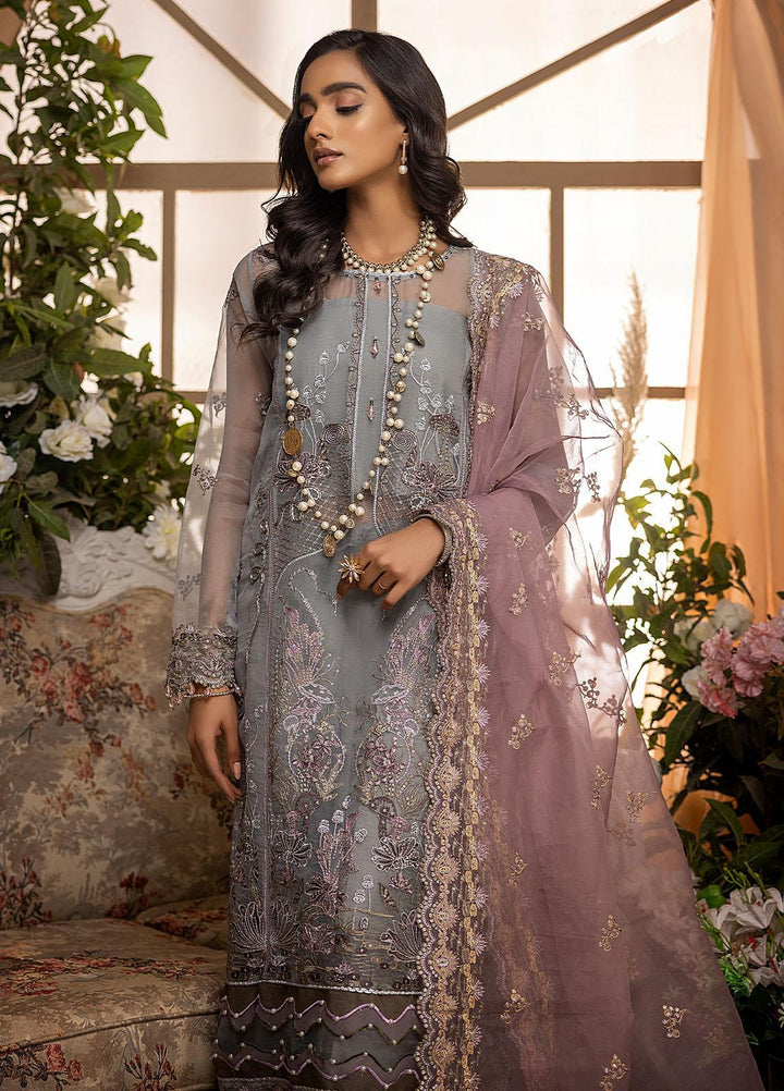 Nikhaar by Awwal Embroidered Organza Suits Unstitched 4 Piece AW22N D-08 Moonstone - Formal Collection
