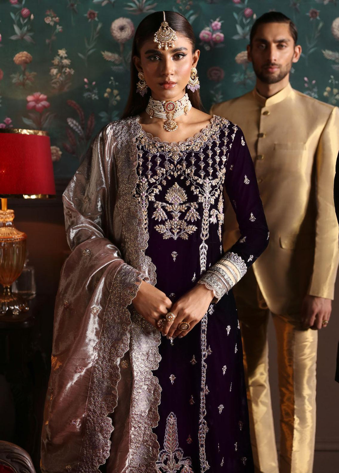 Niloufer By Mushq Embroidered Velvet Suits Unstitched 3 Piece MQ23N MV23-02 Shirin - Luxury Collection