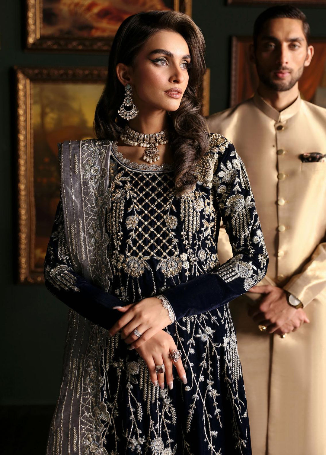 Niloufer By Mushq Embroidered Velvet Suits Unstitched 3 Piece MQ23N MV23-03 Yasmin - Luxury Collection
