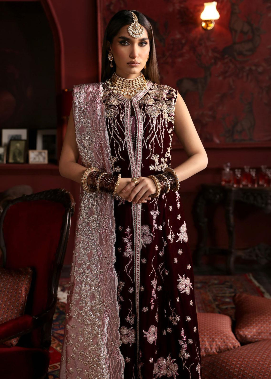 Niloufer By Mushq Embroidered Velvet Suits Unstitched 3 Piece MQ23N MV23-04 Golnar - Luxury Collection