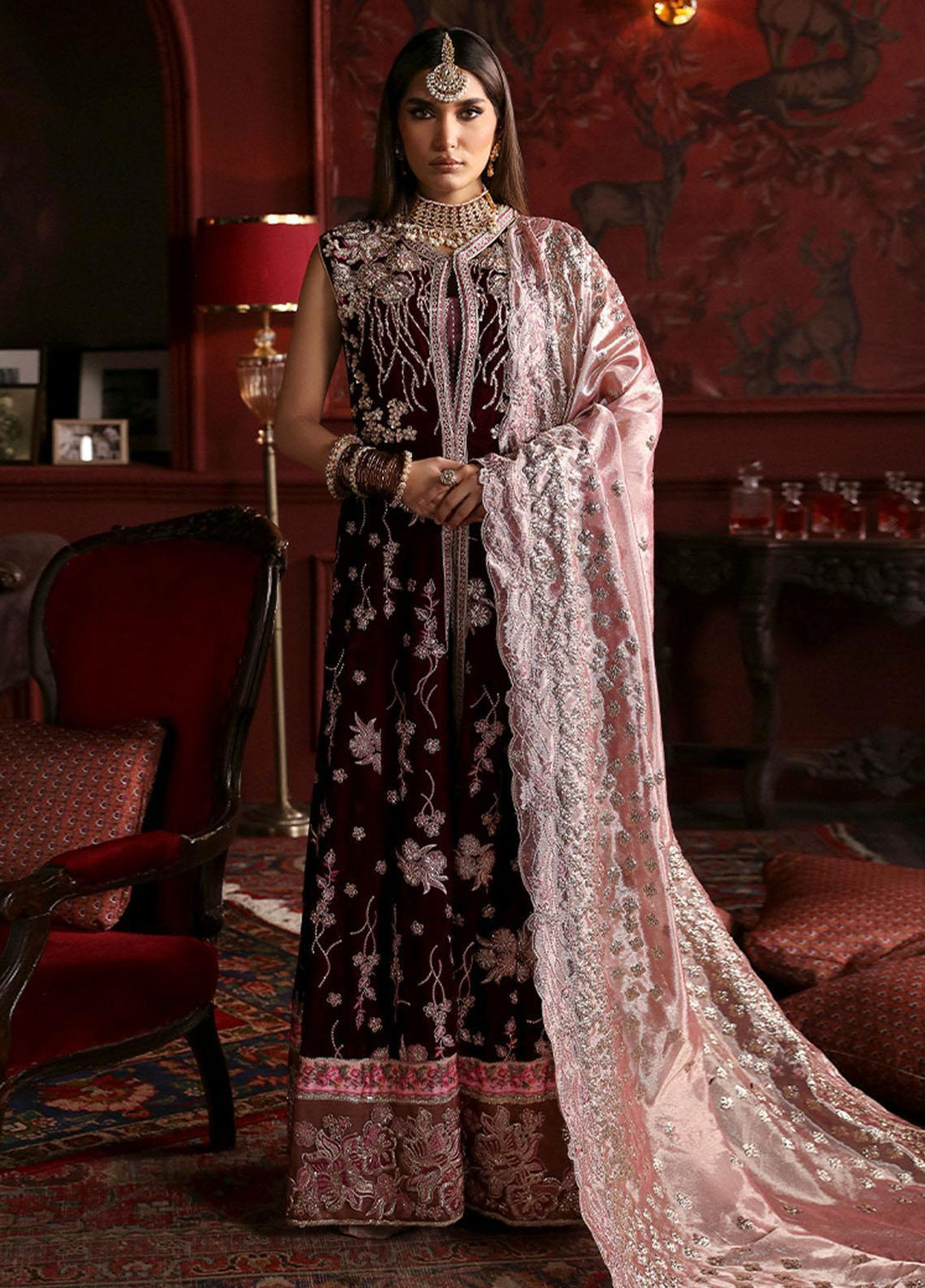 Niloufer By Mushq Embroidered Velvet Suits Unstitched 3 Piece MQ23N MV23-04 Golnar - Luxury Collection