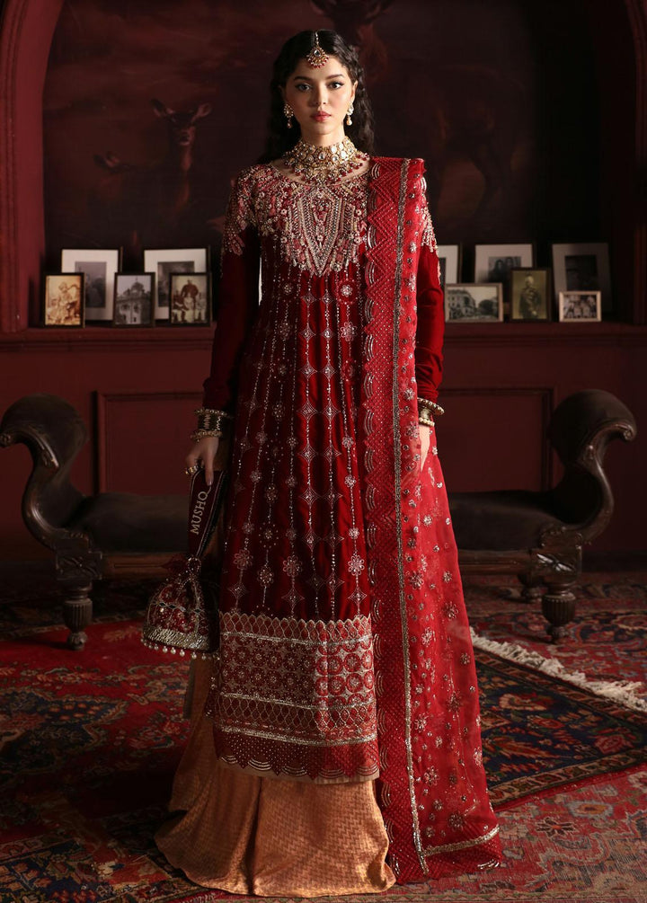 Niloufer By Mushq Embroidered Velvet Suits Unstitched 3 Piece MQ23N MV23-08 Farah - Luxury Collection