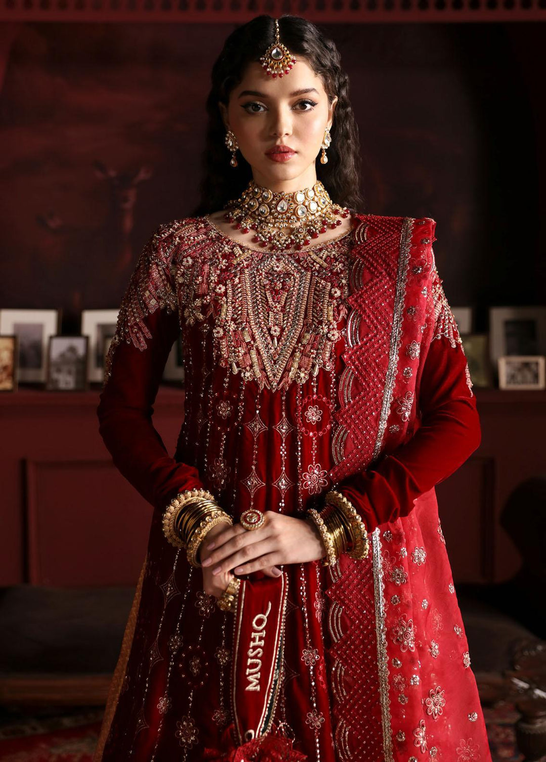 Niloufer By Mushq Embroidered Velvet Suits Unstitched 3 Piece MQ23N MV23-08 Farah - Luxury Collection