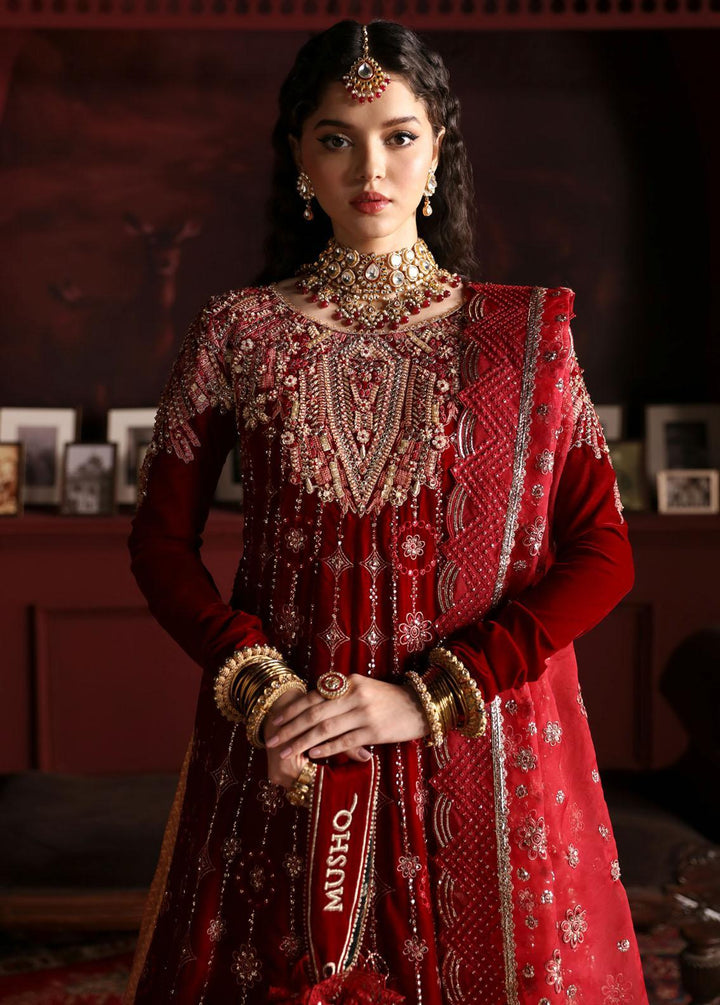 Niloufer By Mushq Embroidered Velvet Suits Unstitched 3 Piece MQ23N MV23-08 Farah - Luxury Collection