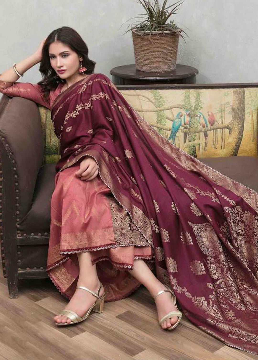 Nilufar By Riaz Arts Banarsi Lawn  Unstitched Saree RA22N RA-109 - Summer Collection