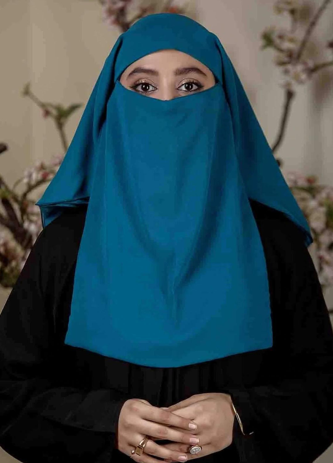Abaya pk  Georgette  Niqab ABA22NQ TEAL THREE LAYERED - Essential Niqabs