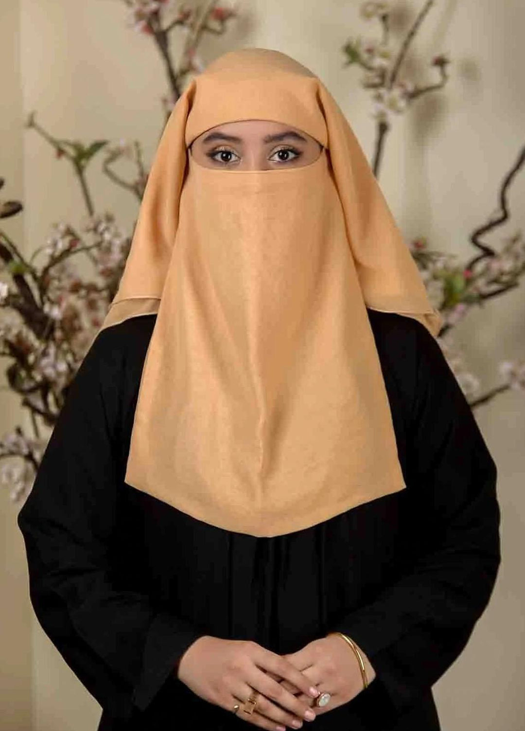 Abaya pk  Georgette  Niqab ABA22NQ BEIGE THREE LAYERED - Essential Niqabs