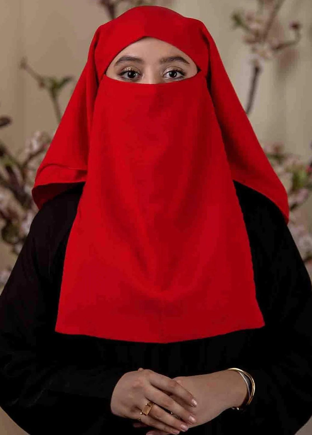 Abaya pk  Georgette  Niqab ABA22NQ RED THREE LAYERED - Essential Niqabs