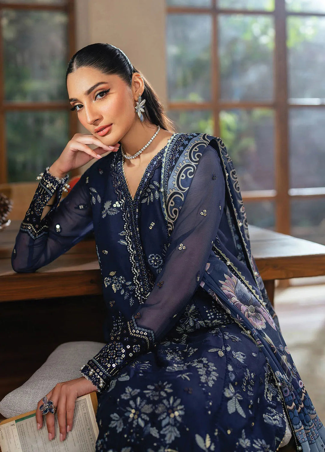 Niran by Xenia Embroidered Chiffon Suits Unstitched 3 Piece XE25N D-01 Verena - Formals Collection