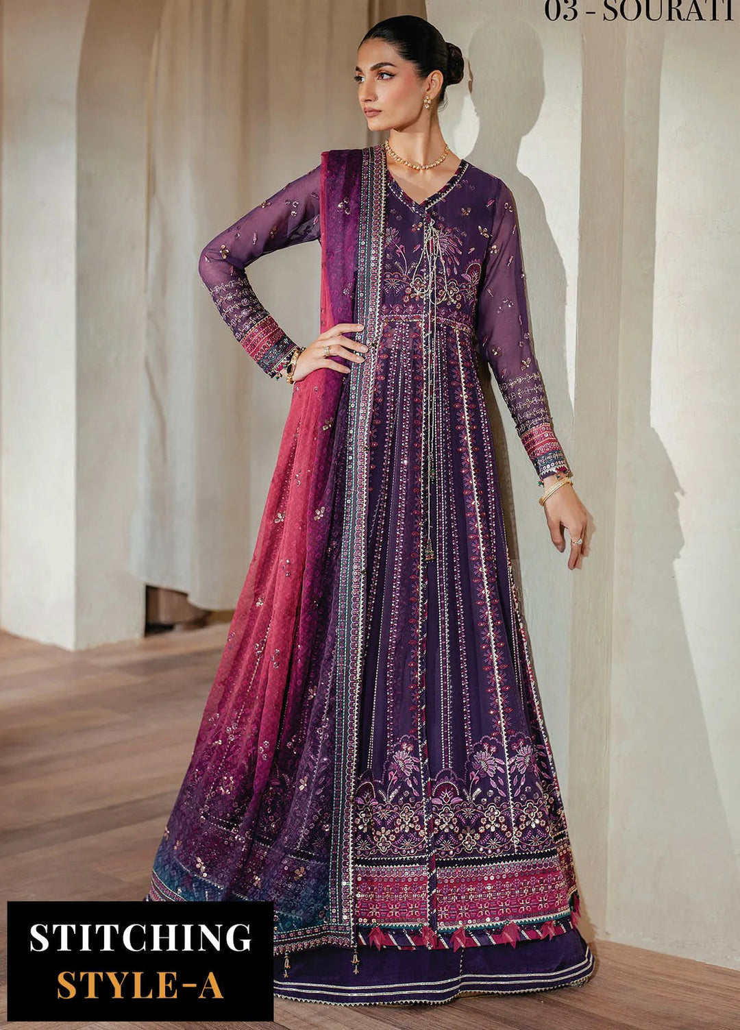 Niran by Xenia Embroidered Chiffon Suits Unstitched 3 Piece XE25N D-03 Sourati - Formals Collection