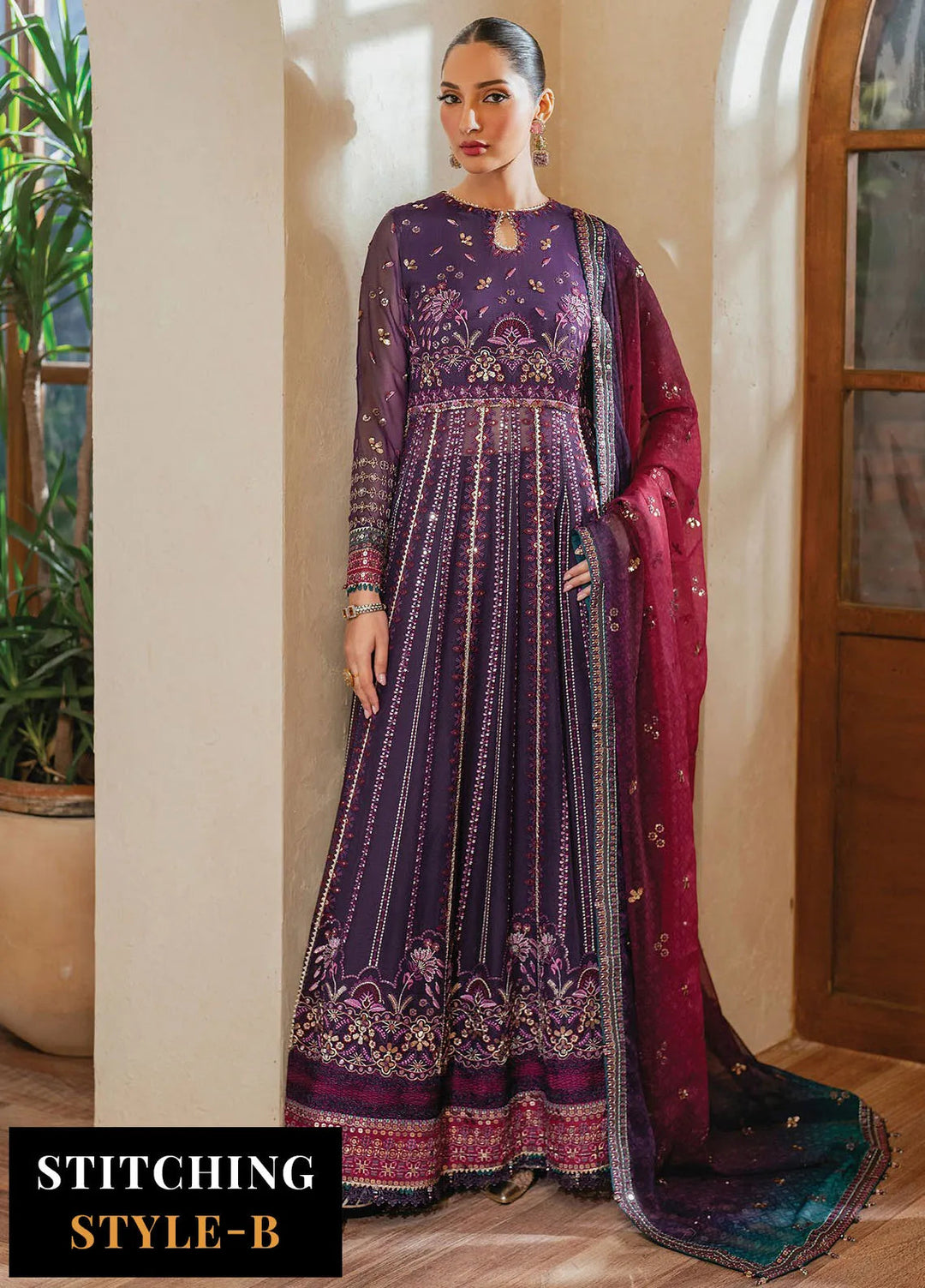 Niran by Xenia Embroidered Chiffon Suits Unstitched 3 Piece XE25N D-03 Sourati - Formals Collection