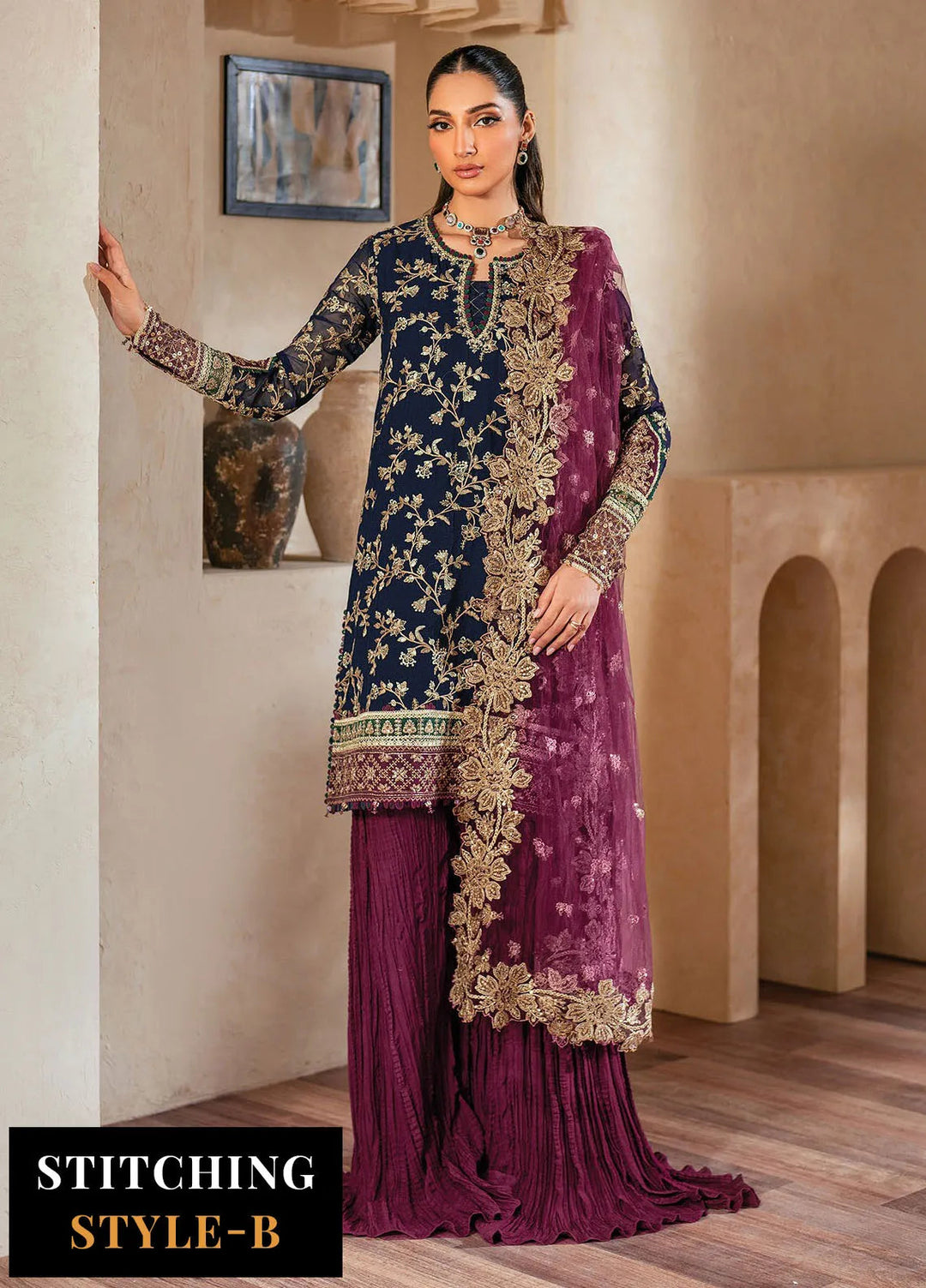 Niran by Xenia Embroidered Chiffon Suits Unstitched 3 Piece XE25N D-08 Seraphina - Formals Collection