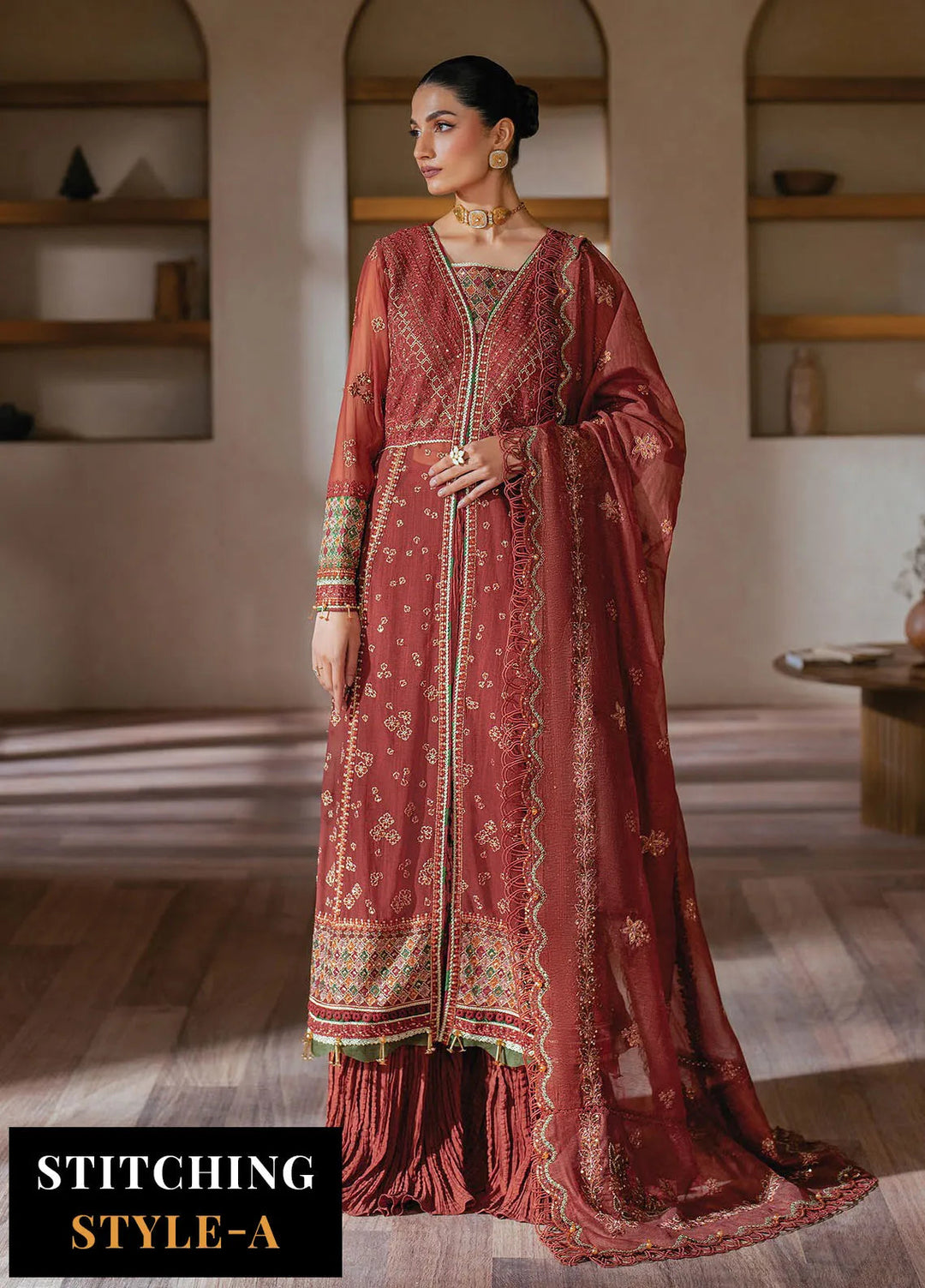 Niran by Xenia Embroidered Chiffon Suits Unstitched 3 Piece XE25N D-10 Selene - Formals Collection