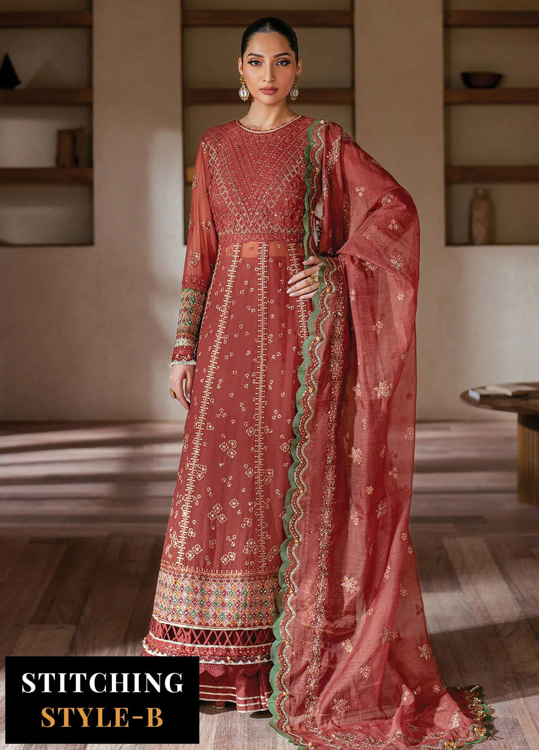 Niran by Xenia Embroidered Chiffon Suits Unstitched 3 Piece XE25N D-10 Selene - Formals Collection