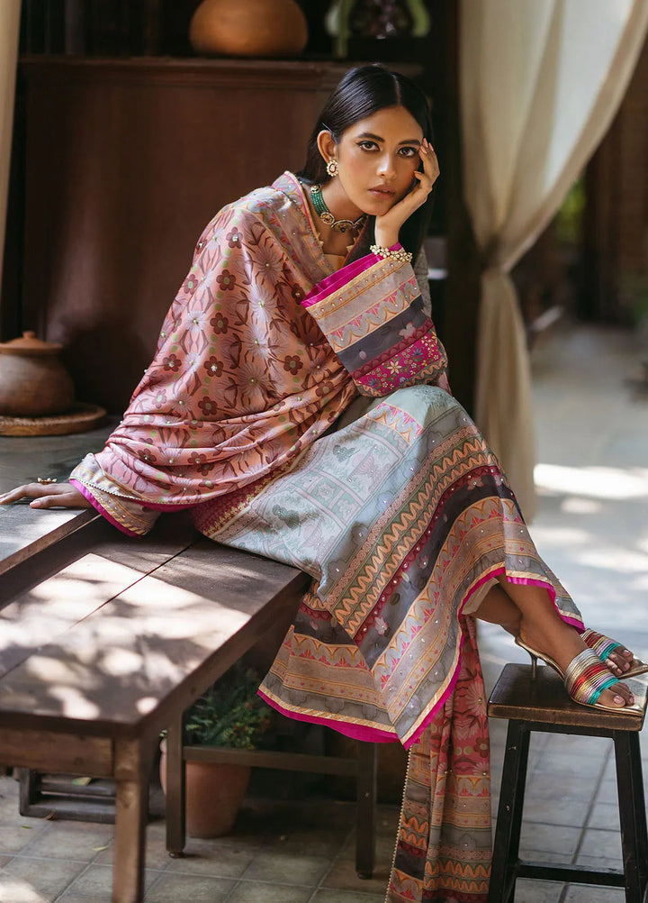 Nirvana By Mushq Embroidered Raw Silk Suit Unstitched 3 Piece MQ24N MPS-02 Taffy - Fesrive Collection