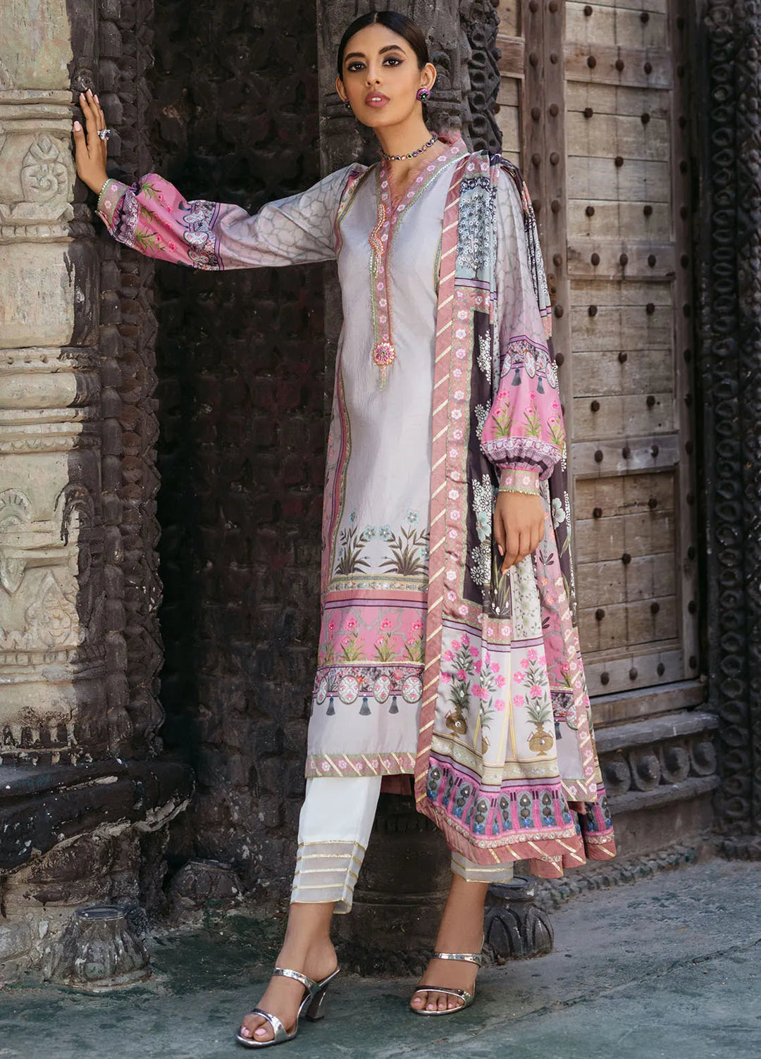 Nirvana By Mushq Embroidered Raw Silk Suit Unstitched 3 Piece MQ24N MPS-03 Pewter - Fesrive Collection