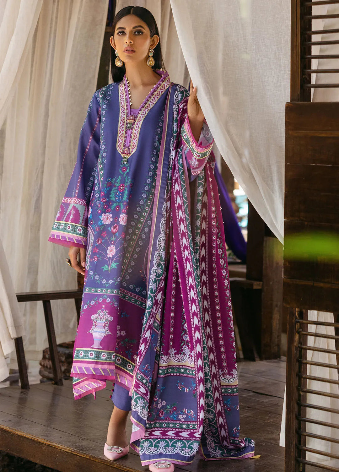 Nirvana By Mushq Embroidered Raw Silk Suit Unstitched 3 Piece MQ24N MPS-07 Indigo - Fesrive Collection