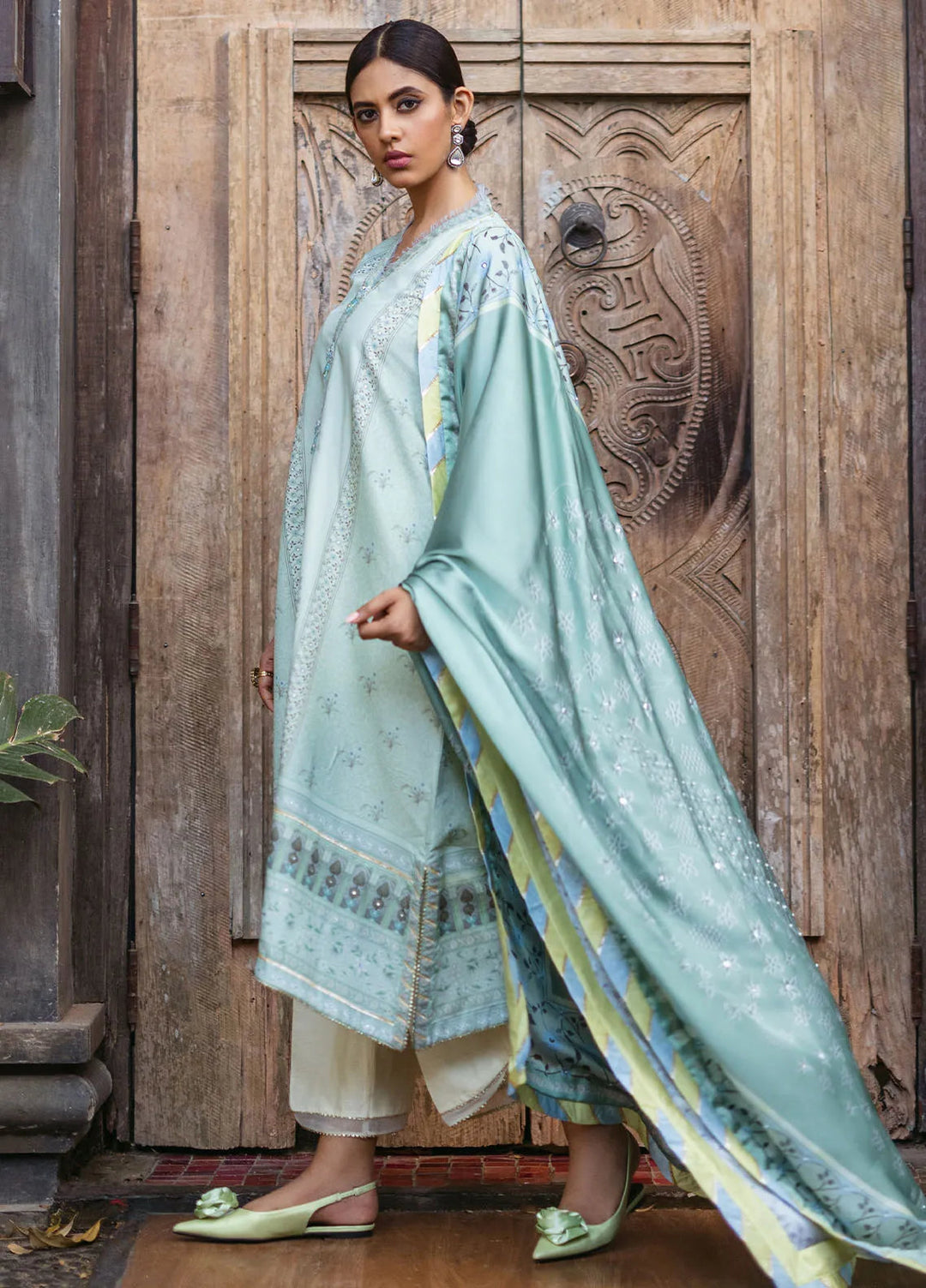 Nirvana By Mushq Embroidered Raw Silk Suit Unstitched 3 Piece MQ24N MPS-10 Cerulean - Fesrive Collection