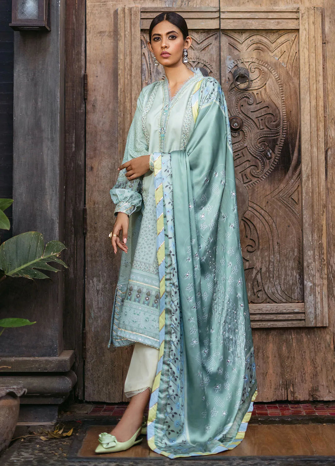 Nirvana By Mushq Embroidered Raw Silk Suit Unstitched 3 Piece MQ24N MPS-10 Cerulean - Fesrive Collection