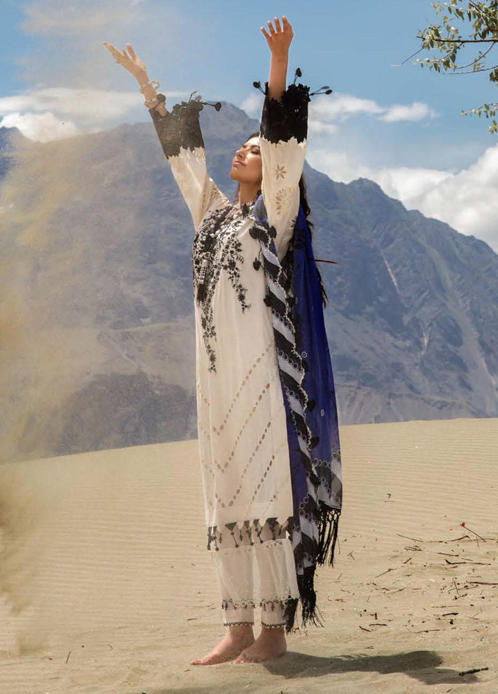 Nisa Hussain Embroidered Lawn Suits Unstitched 3 Piece NSH21L 05 ALMOND VIOLET - Luxury Collection