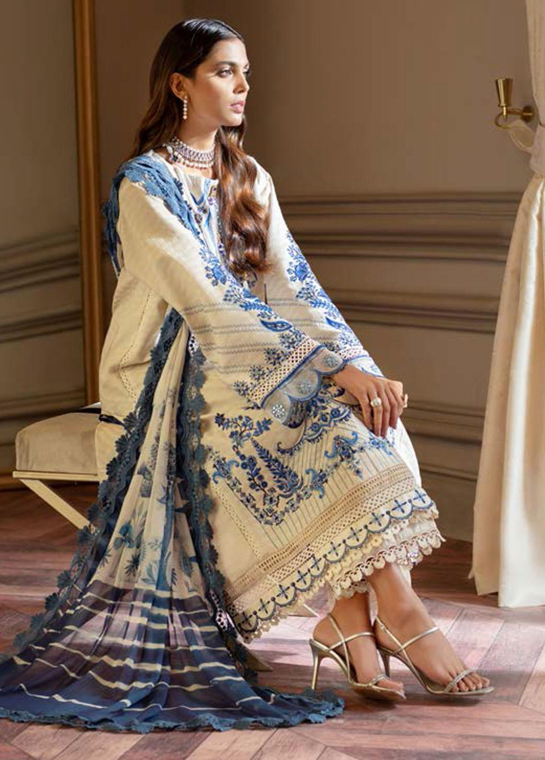 Nisa Hussain Embroidered Lawn Suits Unstitched 3 Piece NSH22SS LF-NHl 001 - Spring / Summer Collection