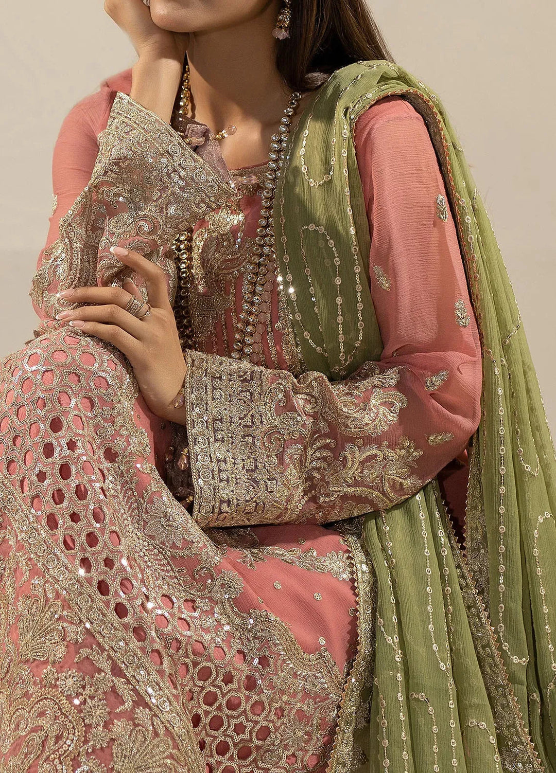 Nisha by Imrozia Premium Pret Embroidered Chiffon 3 Piece Suit M-82 Nurah