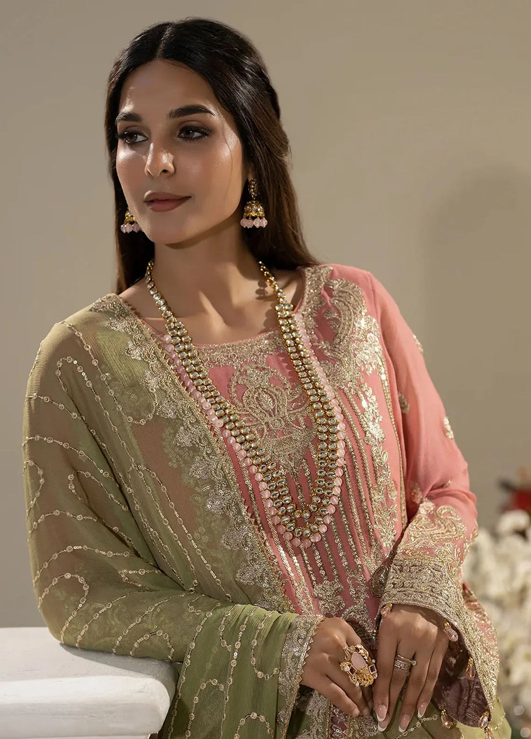 Nisha by Imrozia Premium Pret Embroidered Chiffon 3 Piece Suit M-82 Nurah
