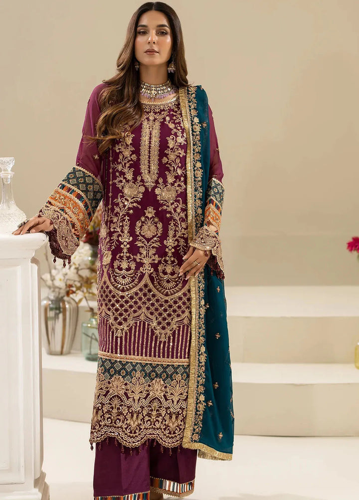 Nisha by Imrozia Premium Pret Embroidered Chiffon 3 Piece Suit M-84 Zehak